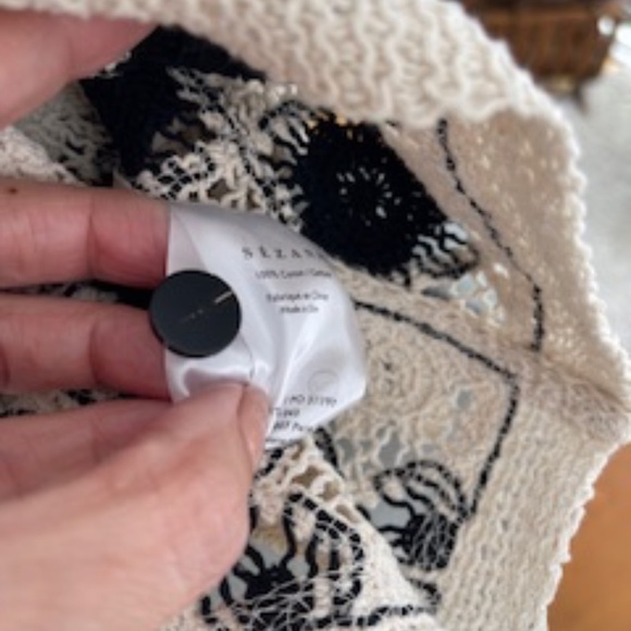 Sezane - Black & Cream Knit / Crochet Vest - L - Picture 2 of 7